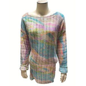 CJ Banks Womens X Multicolored Striped Long Sleeve Tunic Top
